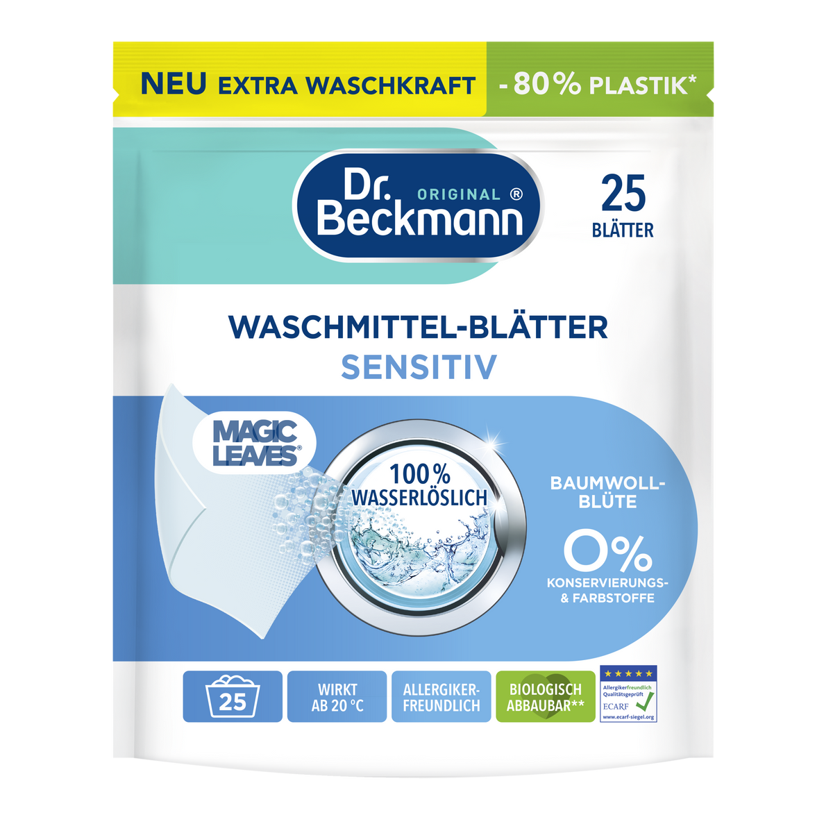 Dr. Beckmann Magic Leaves skalbimo lapeliai jautriai odai 25vnt.