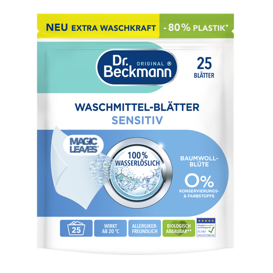Dr. Beckmann Magic Leaves skalbimo lapeliai jautriai odai 25vnt.