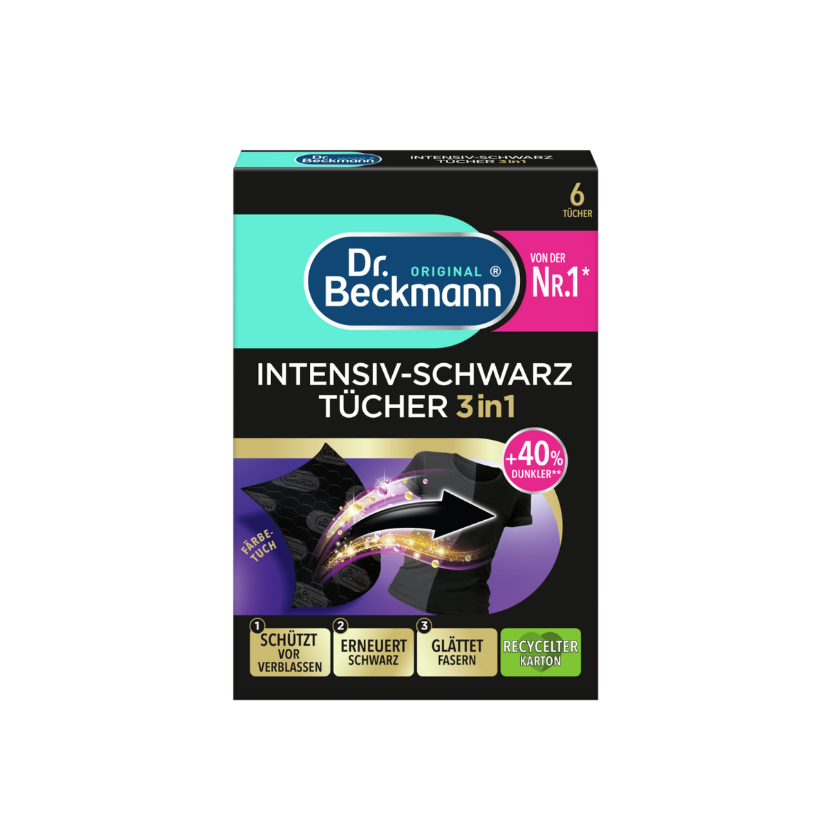 Dr. Beckmann Intensive Black colour and fibre renewing wipes 6pcs